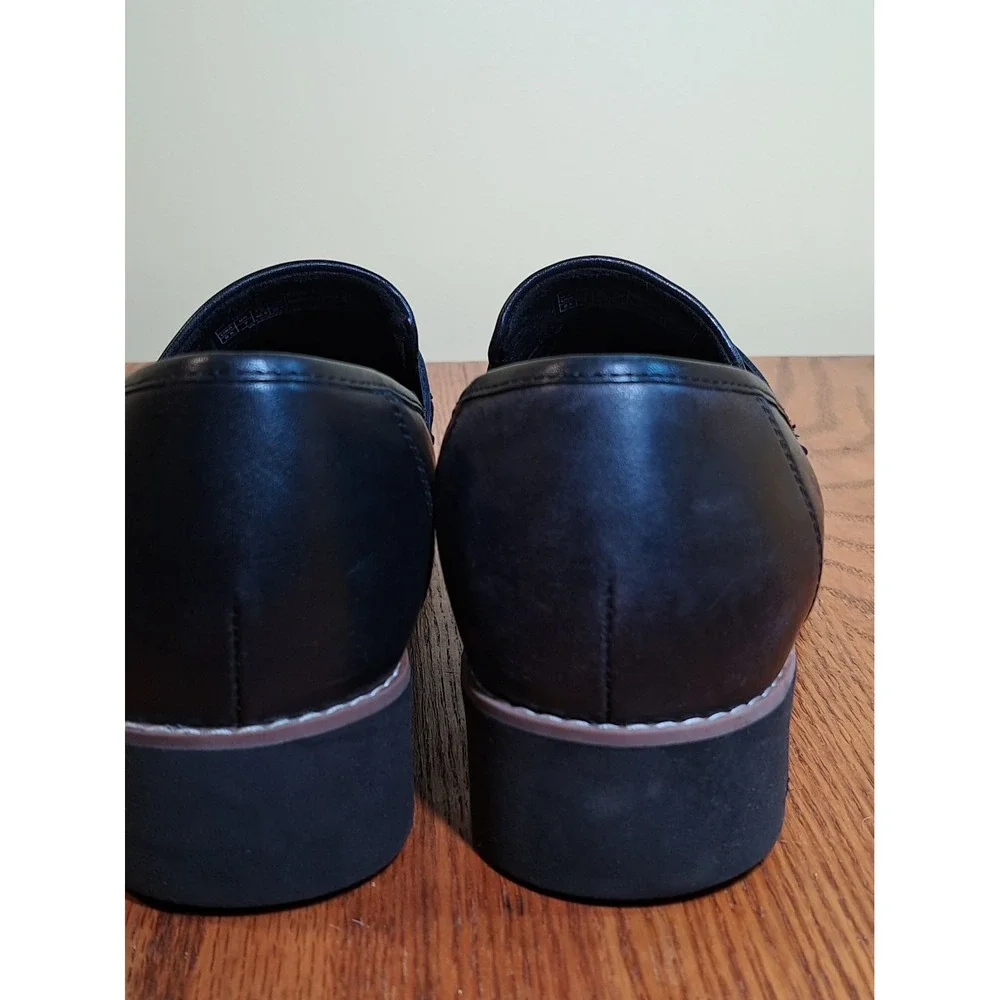 Vionic Cheryl II Black Leather Penny Loafers Slip-On Flat Shoes 9.5